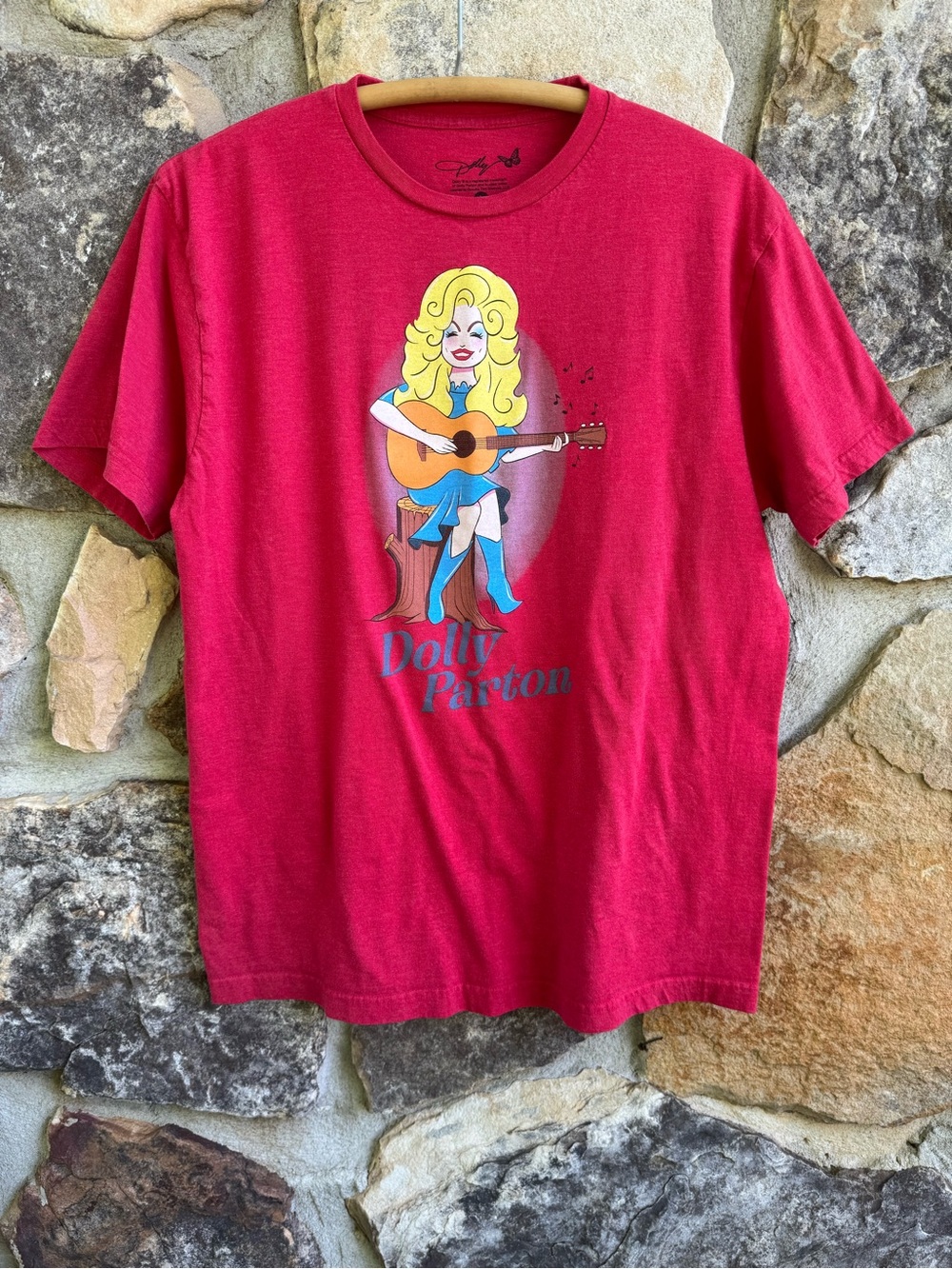 Dolly Parton Graphic Tee in Cherry Red Large 100% Cotton